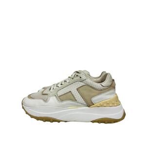 TOD'S White Beige Leather Mesh Fondo Sportivo Lace Up Platform Sneaker 38 US 8